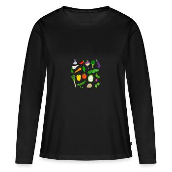 vegetables - Women's Premium Organic Long Sleeve Shirt - black - Front - Julia (174cm)