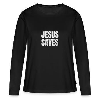 Jésus-Christ - T-shirt manches longues Premium bio Femme - noir - Devant - Julia (174cm)