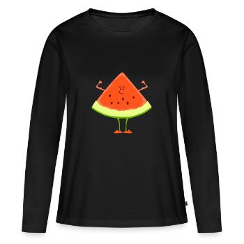 M. Melon - T-shirt manches longues Premium bio Femme - noir - Devant - Julia (174cm)