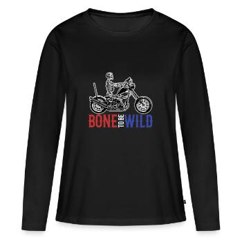 Squelette - T-shirt manches longues Premium bio Femme - noir - Devant - Julia (174cm)