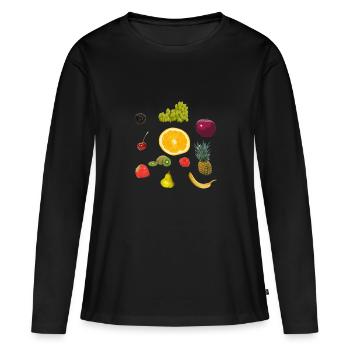 Früchte - Frauen Premium Bio Langarmshirt - Schwarz - Vorne - Julia (174cm)
