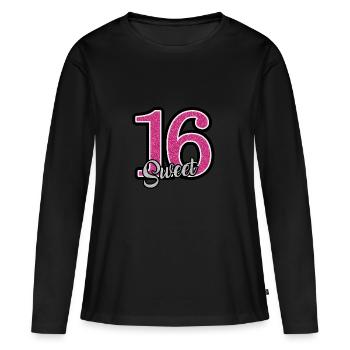 Doux 16 - T-shirt manches longues Premium bio Femme - noir - Devant - Julia (174cm)