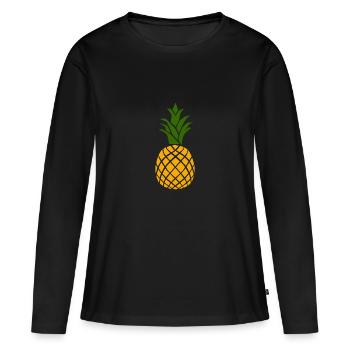 ananas - T-shirt manches longues Premium bio Femme - noir - Devant - Julia (174cm)