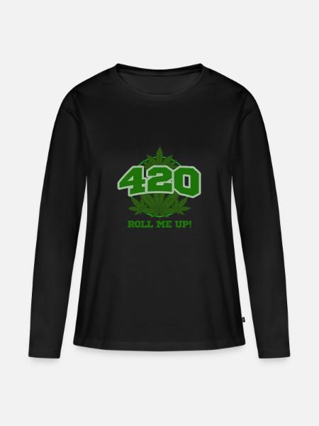 420 roll me up - Frauen Premium Bio Langarmshirt - Schwarz
