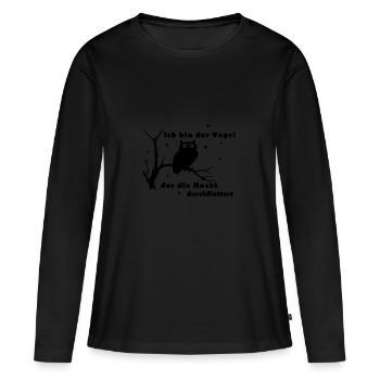 Eule - Frauen Premium Bio Langarmshirt - Schwarz - Vorne - Julia (174cm)