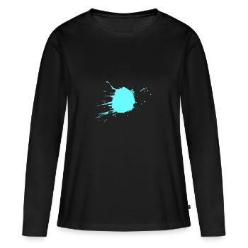 Taches de couleur turquoise - T-shirt manches longues Premium bio Femme - noir - Devant - Julia (174cm)