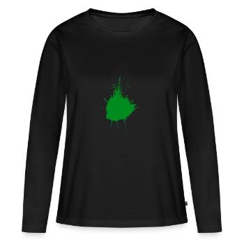 Taches de couleur vert - T-shirt manches longues Premium bio Femme - noir - Devant - Julia (174cm)