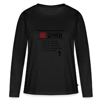 Travail 100 % drôle travail week-end - T-shirt manches longues Premium bio Femme - noir - Devant - Julia (174cm)