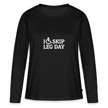 Humour fauteuil roulant blagues handicap - T-shirt manches longues Premium bio Femme - noir - Devant - Julia (174cm)