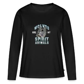 Loups loups - T-shirt manches longues Premium bio Femme - noir - Devant - Julia (174cm)
