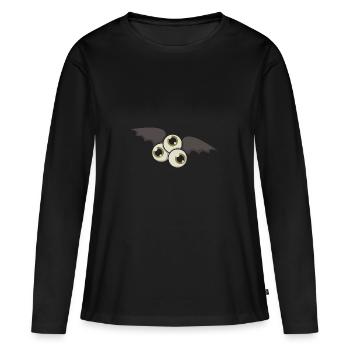 Bat monstre halloween cadeau yeux - T-shirt manches longues Premium bio Femme - noir - Devant - Julia (174cm)