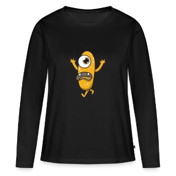 Monstre cyclope cadeau Halloween criant des yeux - T-shirt manches longues Premium bio Femme - noir - Devant - Julia (174cm)