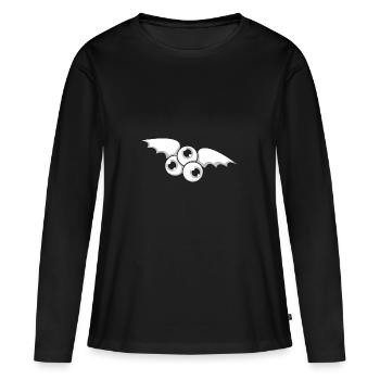 Bat monstre halloween cadeau yeux - T-shirt manches longues Premium bio Femme - noir - Devant - Julia (174cm)
