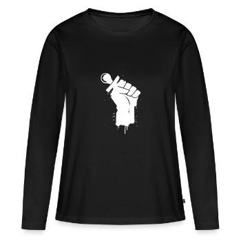 Stencil Hand sucette blanc cadeau - T-shirt manches longues Premium bio Femme - noir - Devant - Julia (174cm)