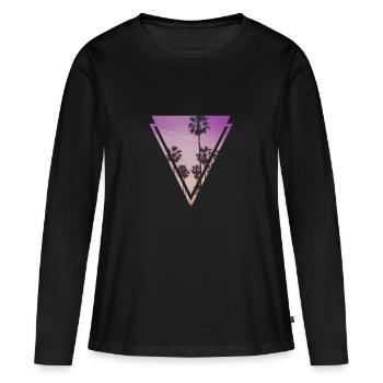 palmiers - T-shirt manches longues Premium bio Femme - noir - Devant - Julia (174cm)