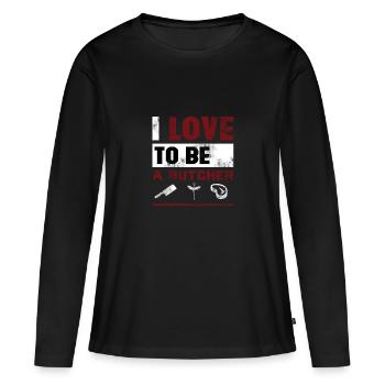 Metzger - Frauen Premium Bio Langarmshirt - Schwarz - Vorne - Julia (174cm)