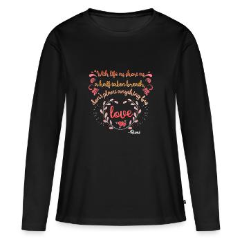 Rumi poème sur l'amour - T-shirt manches longues Premium bio Femme - noir - Devant - Julia (174cm)
