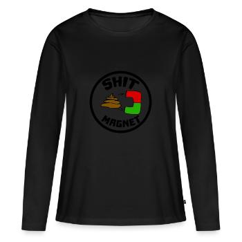 Merde aimant merde aimant - T-shirt manches longues Premium bio Femme - noir - Devant - Julia (174cm)