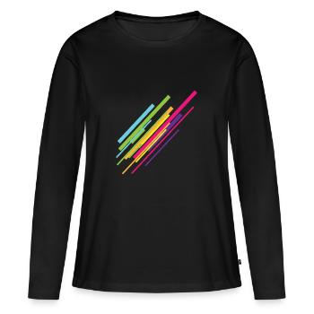 Rainbow lines colorful color gift idea kusnt - Women's Premium Organic Long Sleeve Shirt - black - Front - Julia (174cm)