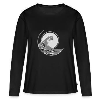 vague - T-shirt manches longues Premium bio Femme - noir - Devant - Julia (174cm)