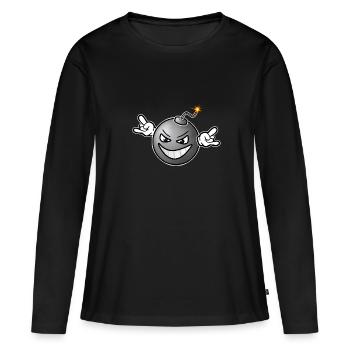 Bombe Version 1 - Frauen Premium Bio Langarmshirt - Schwarz - Vorne - Julia (174cm)