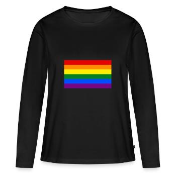 drapeau arc en ciel - T-shirt manches longues Premium bio Femme - noir - Devant - Julia (174cm)
