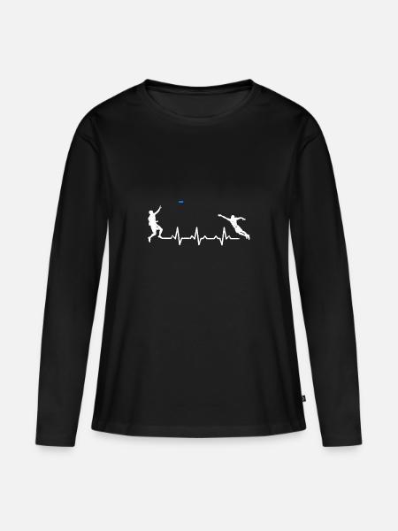 Heartbeats Frisbee Heart Rate - Frauen Premium Bio Langarmshirt - Schwarz
