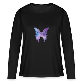 Galaxy Papillon - T-shirt manches longues Premium bio Femme - noir - Devant - Julia (174cm)