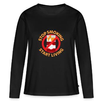 Non fumeur, non fumeur, non fumeur - T-shirt manches longues Premium bio Femme - noir - Devant - Julia (174cm)