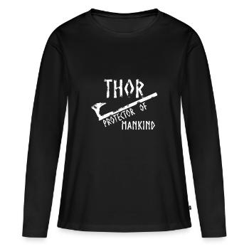 LE FIL DE THOR ODIN - T-shirt manches longues Premium bio Femme - noir - Devant - Julia (174cm)