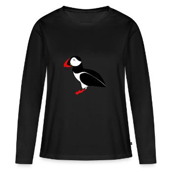 Papageientaucher - Frauen Premium Bio Langarmshirt - Schwarz - Vorne - Julia (174cm)