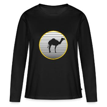Kamel - Frauen Premium Bio Langarmshirt - Schwarz - Vorne - Julia (174cm)