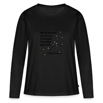 L'essentiel est invisible pour les yeux N - T-shirt manches longues Premium bio Femme - noir - Devant - Julia (174cm)