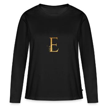 Lettre initiale E - T-shirt manches longues Premium bio Femme - noir - Devant - Julia (174cm)
