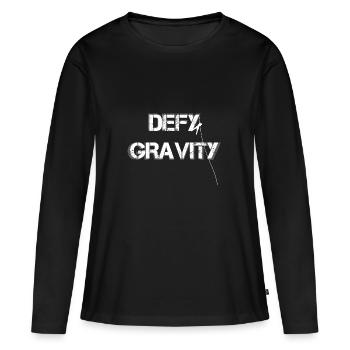 défier la gravité / escalade / randonnée - T-shirt manches longues Premium bio Femme - noir - Devant - Julia (174cm)