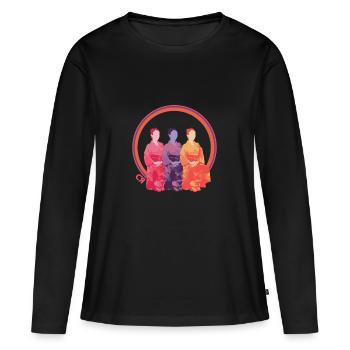 CR - Kimono Néon - T-shirt manches longues Premium bio Femme - noir - Devant - Julia (174cm)