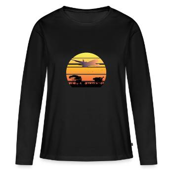 Savanne travel - Frauen Premium Bio Langarmshirt - Schwarz - Vorne - Julia (174cm)