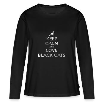 Chats noirs - T-shirt manches longues Premium bio Femme - noir - Devant - Julia (174cm)