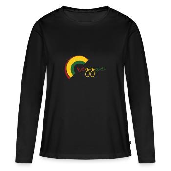 Disque vinyle Reggae Vinyl Idée Cadeau Jamaïque - T-shirt manches longues Premium bio Femme - noir - Devant - Julia (174cm)