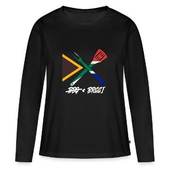 bbq < braai - Women's Premium Organic Long Sleeve Shirt - black - Front - Julia (174cm)