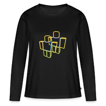 Sqaure Noob Personne - T-shirt manches longues Premium bio Femme - noir - Devant - Julia (174cm)