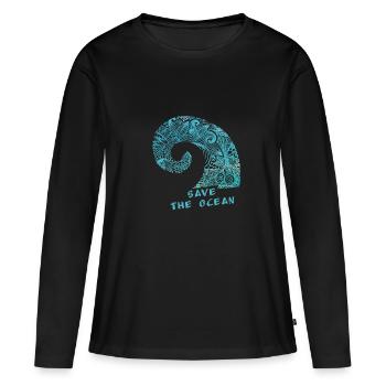 save the ocean - Women's Premium Organic Long Sleeve Shirt - black - Front - Julia (174cm)