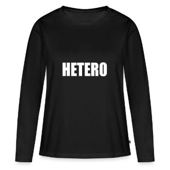 Idée de cadeau hétéro - T-shirt manches longues Premium bio Femme - noir - Devant - Julia (174cm)