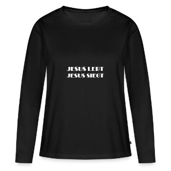Jesus lebt, Jesus siegt. - Frauen Premium Bio Langarmshirt - Schwarz - Vorne - Julia (174cm)