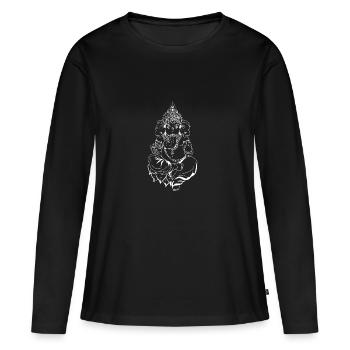 Ganesha - Frauen Premium Bio Langarmshirt - Schwarz - Vorne - Julia (174cm)