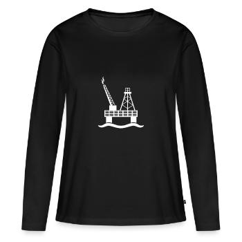 Une plate-forme pétrolière en mer - T-shirt manches longues Premium bio Femme - noir - Devant - Julia (174cm)