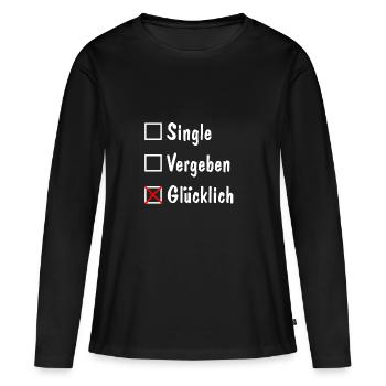 Célibataire, Pardonné, Heureux - T-shirt manches longues Premium bio Femme - noir - Devant - Julia (174cm)
