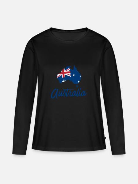 Australien mit Flagge - Frauen Premium Bio Langarmshirt - Schwarz