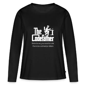 Codefather, Nerd, Admin, Geek, Men's T-Shirt, - Women's Premium Organic Long Sleeve Shirt - black - Front - Julia (174cm)