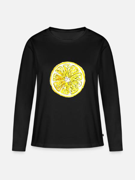 Zitrone - Frauen Premium Bio Langarmshirt - Schwarz